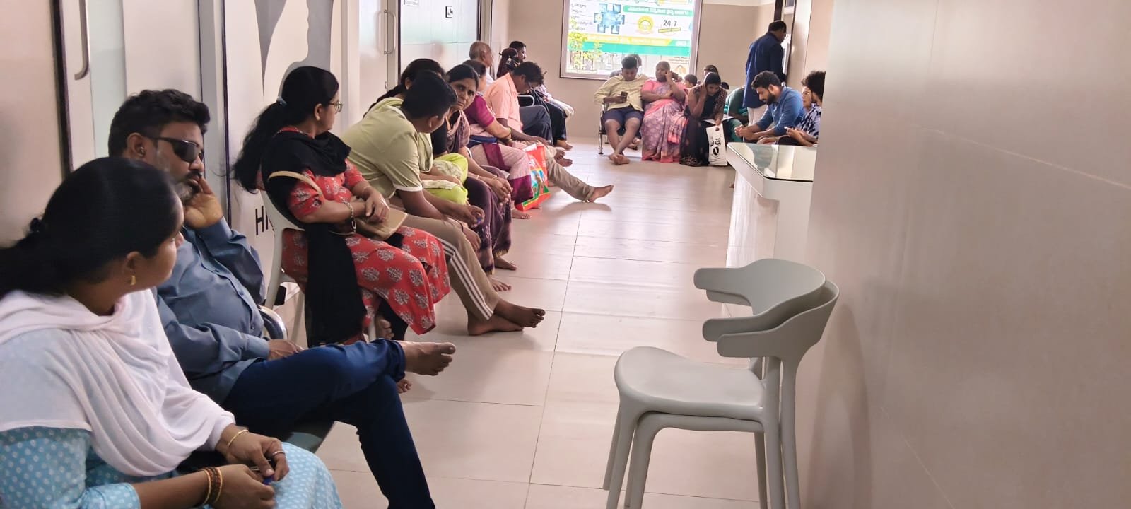 Outpatient waiting corridor at Balaji Orthopaedic Hospital